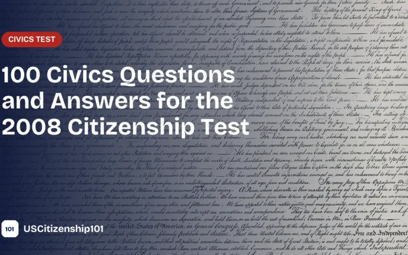 100 civics questions and answers for the 2008 test with the Declaration of Independence