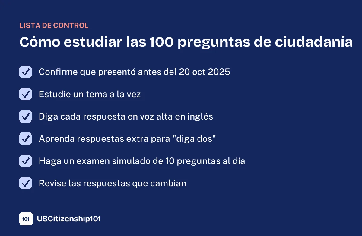 Lista para estudiar las 100 preguntas de ciudadanía