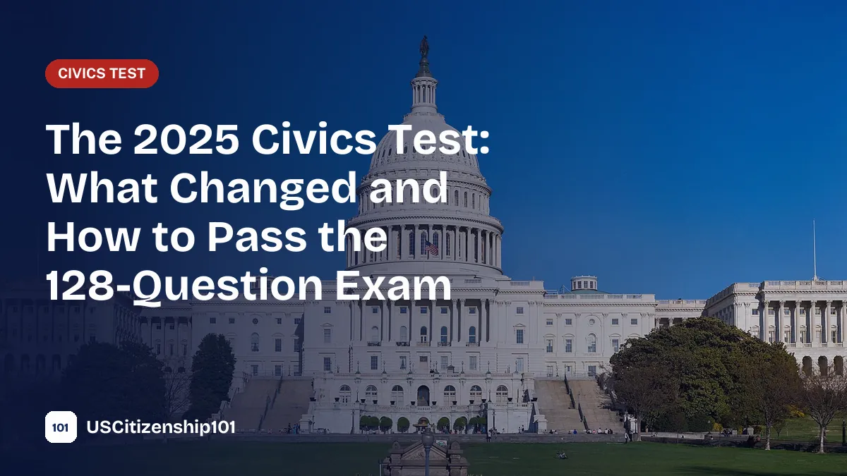 2025 civics test guide with the U.S. Capitol in the background