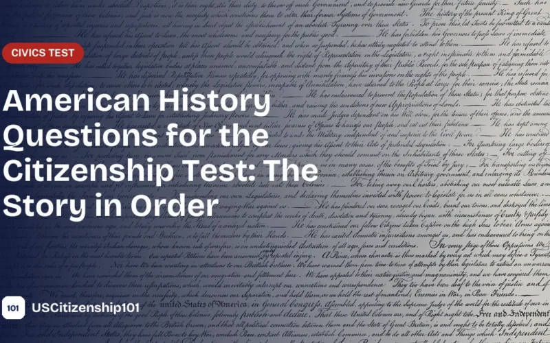 American history questions for the citizenship test, with the Declaration of Independence