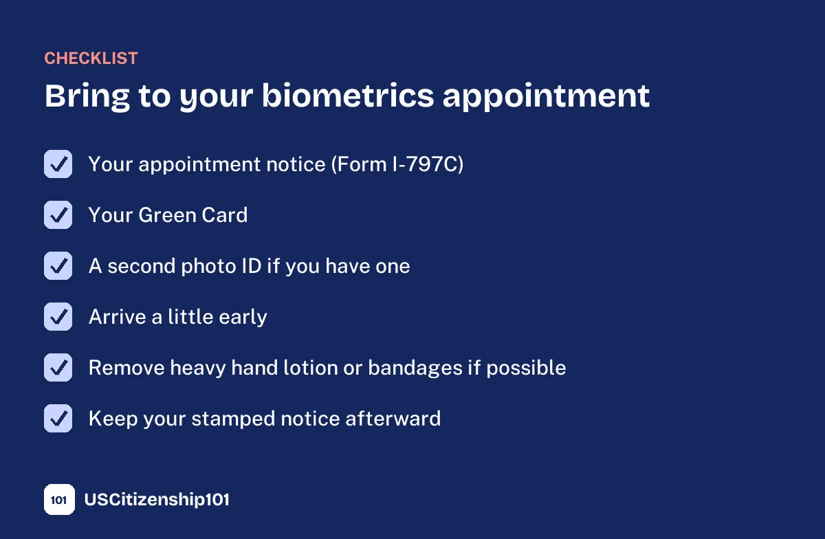 What to bring to your biometrics appointment