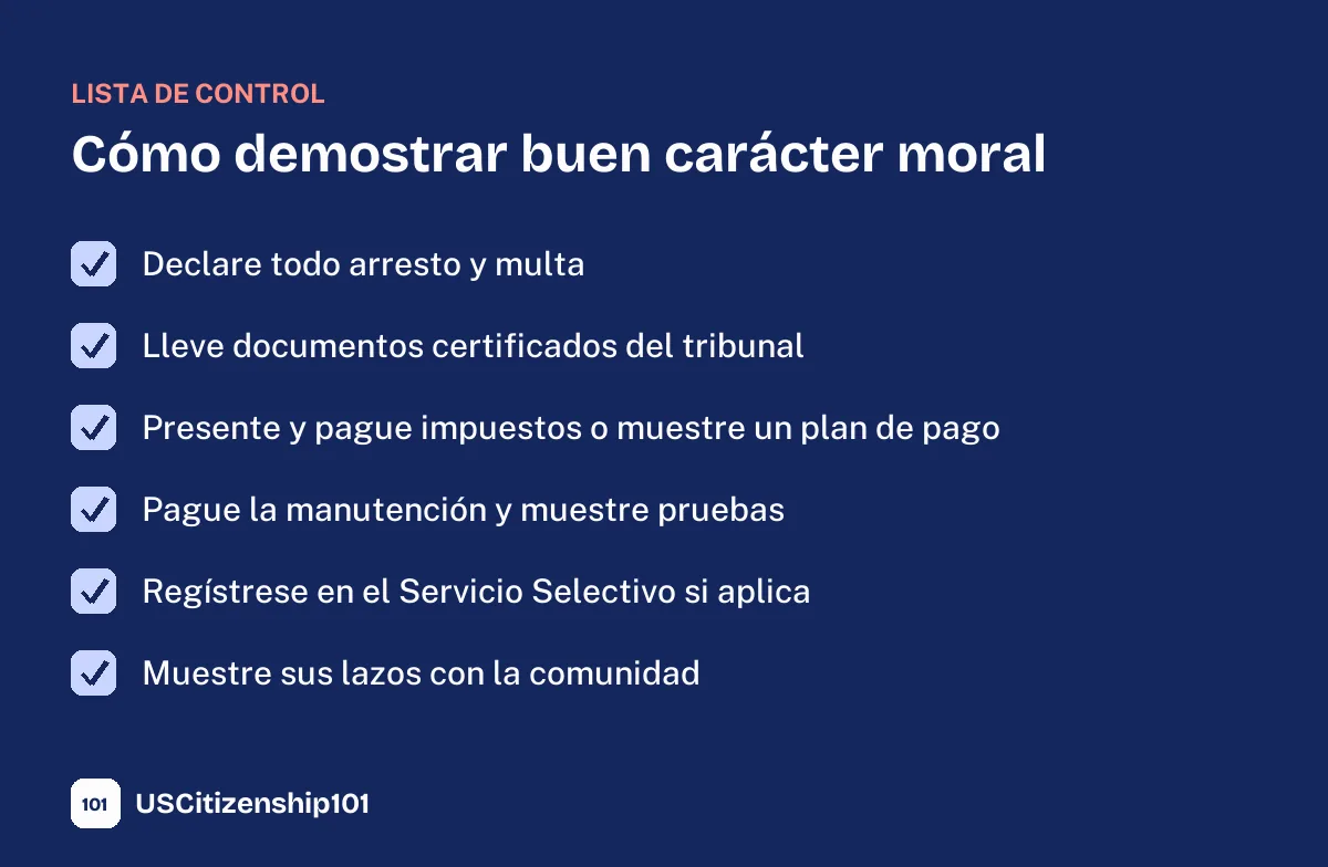 Cómo demostrar buen carácter moral en su solicitud