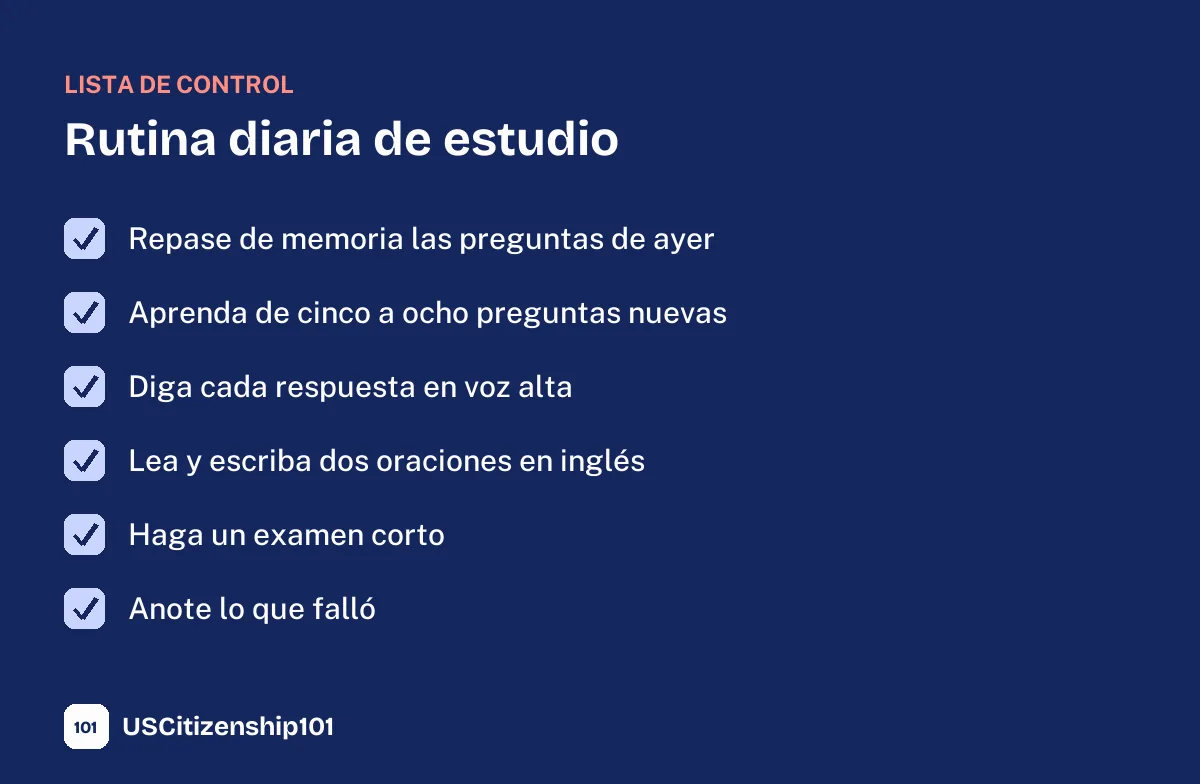 Rutina diaria para estudiar para el examen de ciudadanía