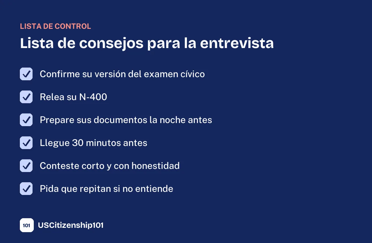 Lista de consejos para la entrevista el día de la cita