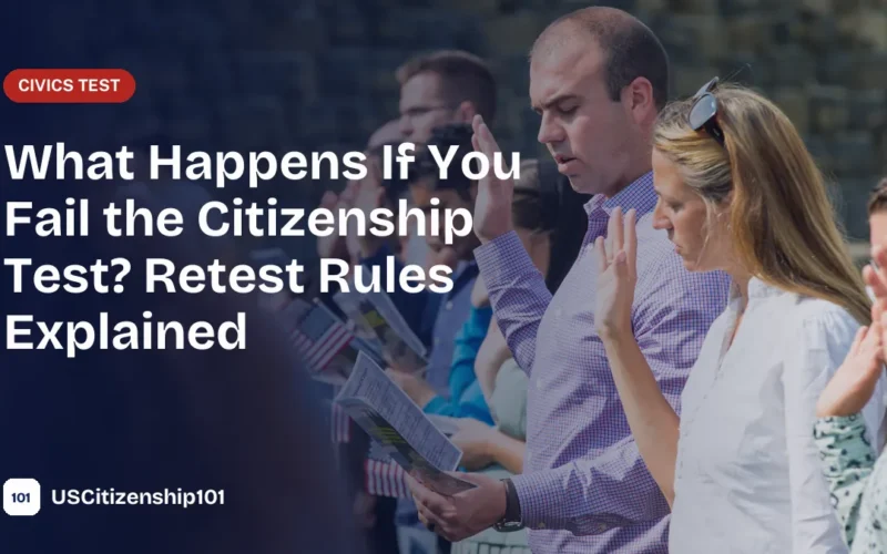 What happens if you fail the citizenship test, applicants at a naturalization ceremony