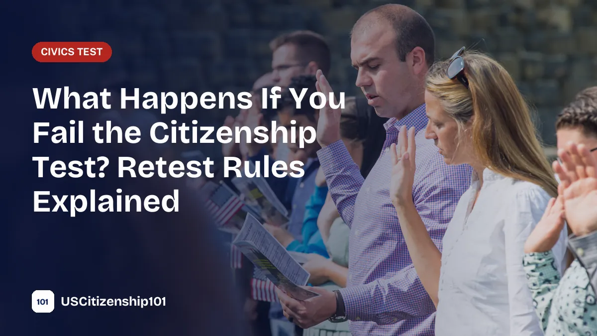 What happens if you fail the citizenship test, applicants at a naturalization ceremony