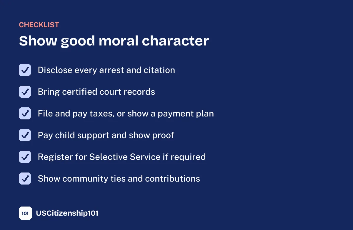 How to show good moral character in your citizenship application