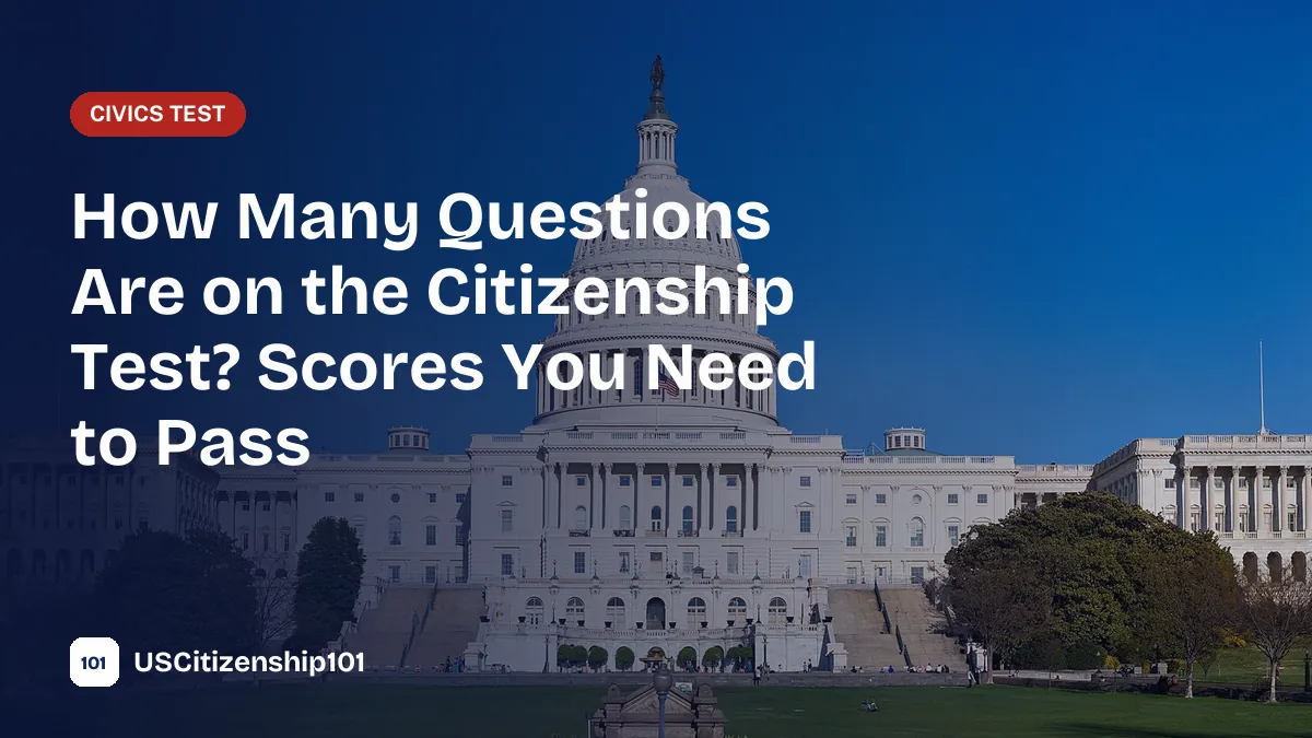 How many questions are on the citizenship test, with the U.S. Capitol