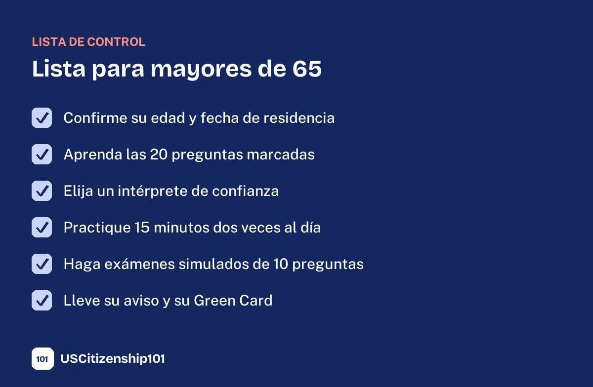 Lista de preparación para los mayores de 65