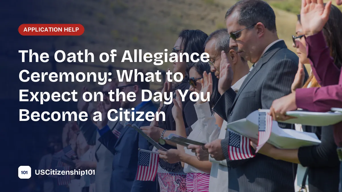 Oath of allegiance ceremony with new citizens raising their right hands