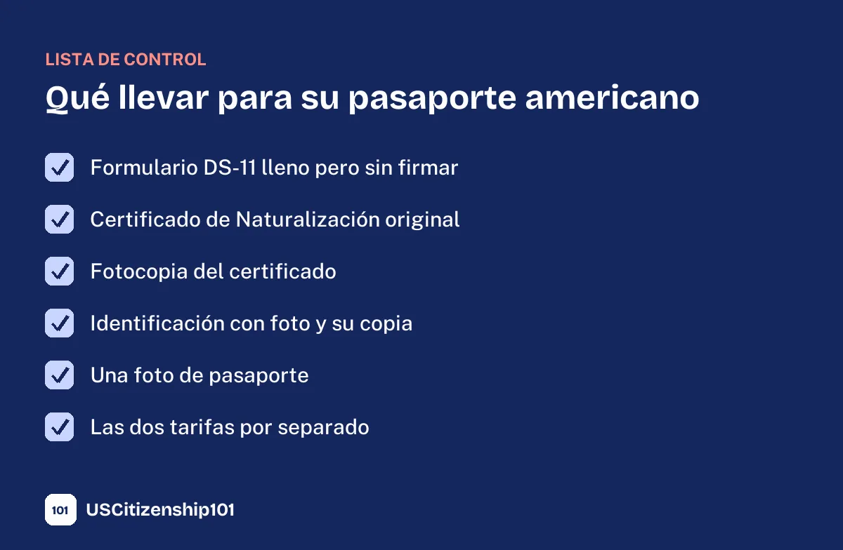 Qué llevar para solicitar su pasaporte americano