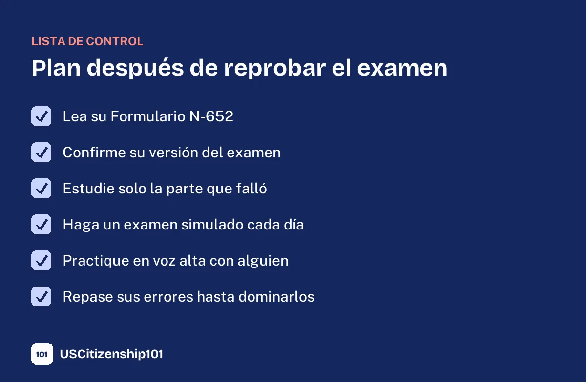Plan de estudio después de reprobar el examen de ciudadanía