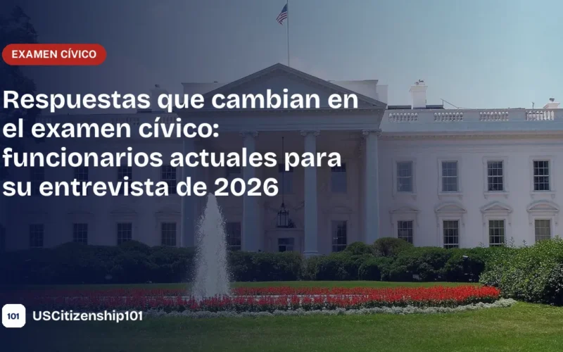 Respuestas que cambian en el examen cívico, con la Casa Blanca donde vive el Presidente