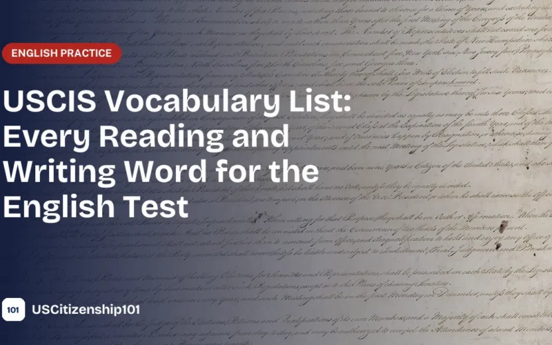 USCIS vocabulary list for the citizenship reading and writing test
