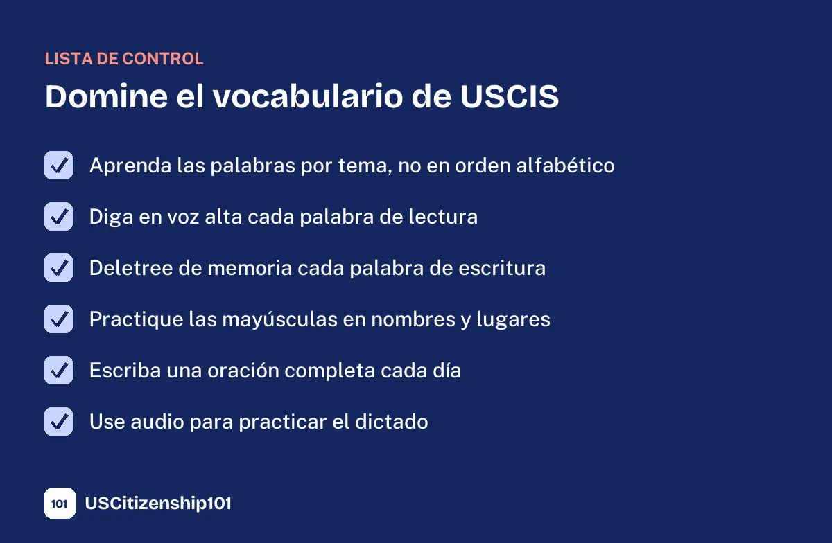 Cómo dominar el vocabulario de USCIS paso a paso